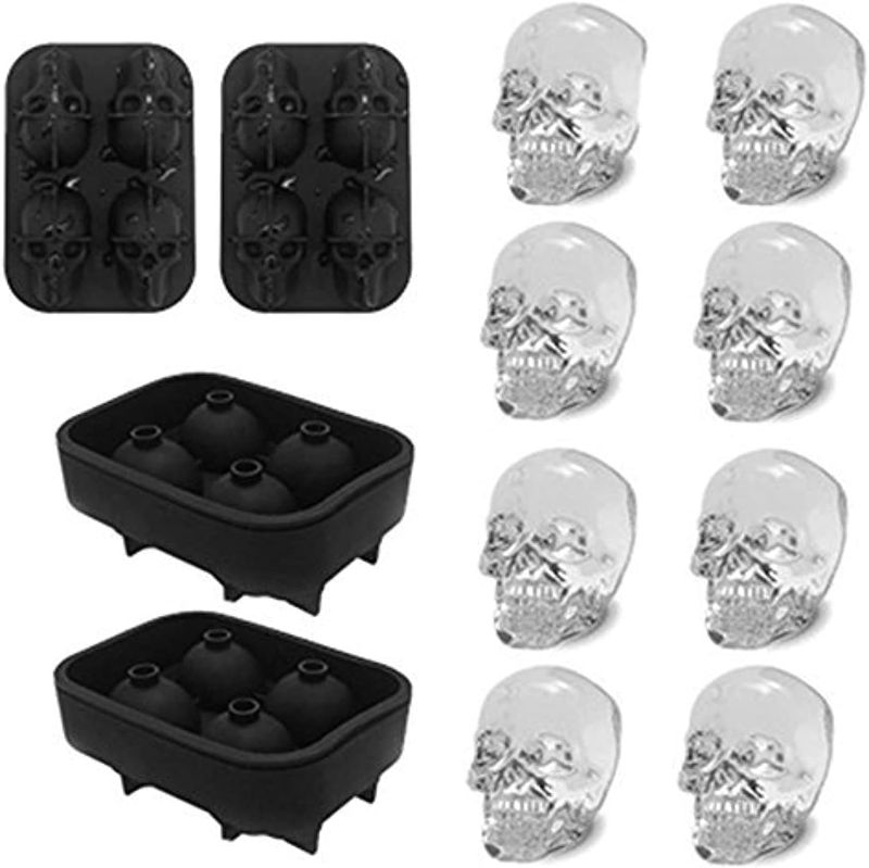 Photo 1 of 2 Pack Silicone Ice Mold by Tretappi. Feature Two Skull Ice Molds Silicone. Halloween Silicone Molds are ideal for Whisky Ice. Silicone Skull Mold and Unique Silicone Molds. Multipurpose Silicone Ice Molds