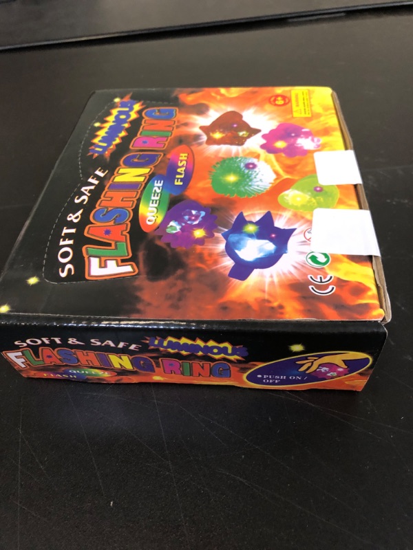 Photo 1 of 36 Pack LED Glow Rings Halloween Party Favors for Kids - Flashing Rings Glow in The Dark Party Supplies, LED Light Up Rings and Goody Bags