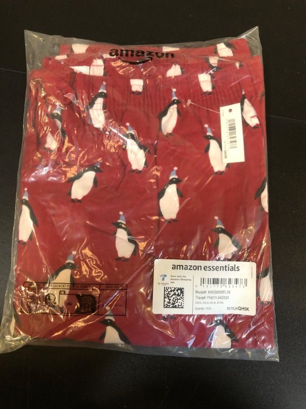 Photo 1 of Amazon Essentials Men's Flannel Pajama Pant - Discontinued Colors, Red Penguin, X-Large