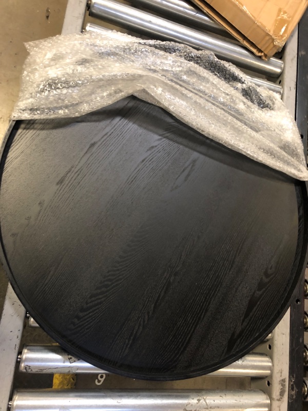 Photo 1 of 28 inch Round Solid Wood Serving Tray Extra Large Tea Coffee Snack Food Meals Serving Plate Non-Slip Kitchen Party Bar Server Ottoman Tray Breakfast Tray with Raised Edges Black
