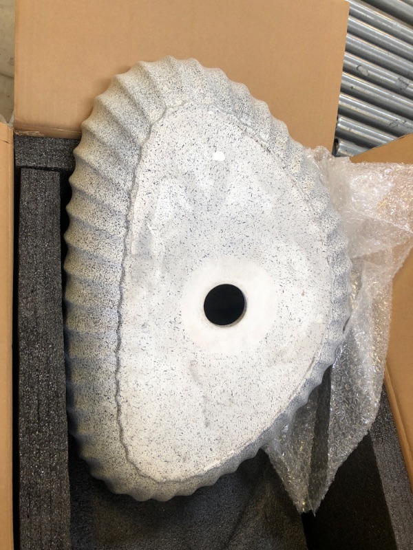 Photo 1 of Stone Vessel Sink - Triangular Shape Bathroom Vessel Sink - Concrete Stone Bathroom Sink with Pop Up Drain - Hand Imitation Marble - Stone Grain Color