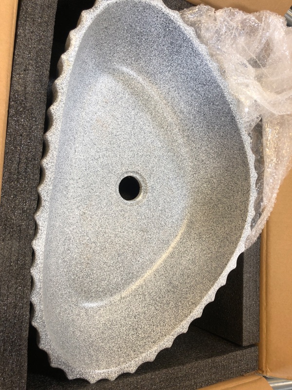 Photo 1 of Stone Vessel Sink - Triangular Shape Bathroom Vessel Sink - Concrete Stone Bathroom Sink with Pop Up Drain - Hand Imitation Marble - Stone Grain Color
