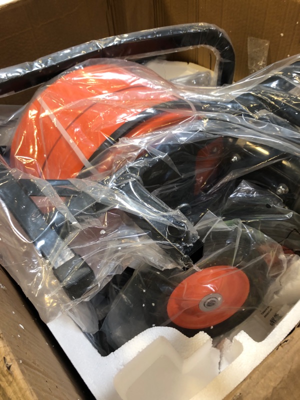 Photo 2 of VEVOR Drain Cleaning Machine 100FT x 3/8 Inch, Sewer Snake Machine Auto Feed, Drain Auger Cleaner with 4 Cutter & Air-Activated Foot Switch for 2" to 4" Pipes, Orange, Black