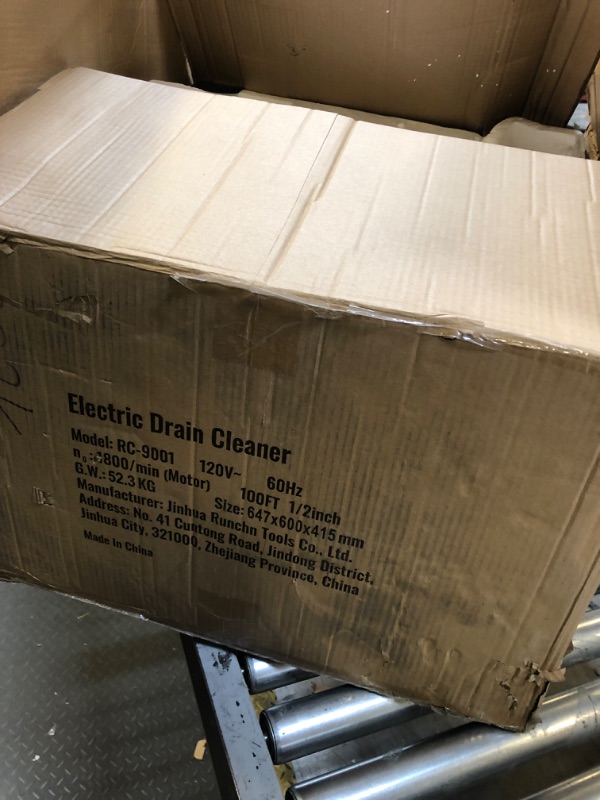 Photo 3 of VEVOR Drain Cleaning Machine 100FT x 3/8 Inch, Sewer Snake Machine Auto Feed, Drain Auger Cleaner with 4 Cutter & Air-Activated Foot Switch for 2" to 4" Pipes, Orange, Black