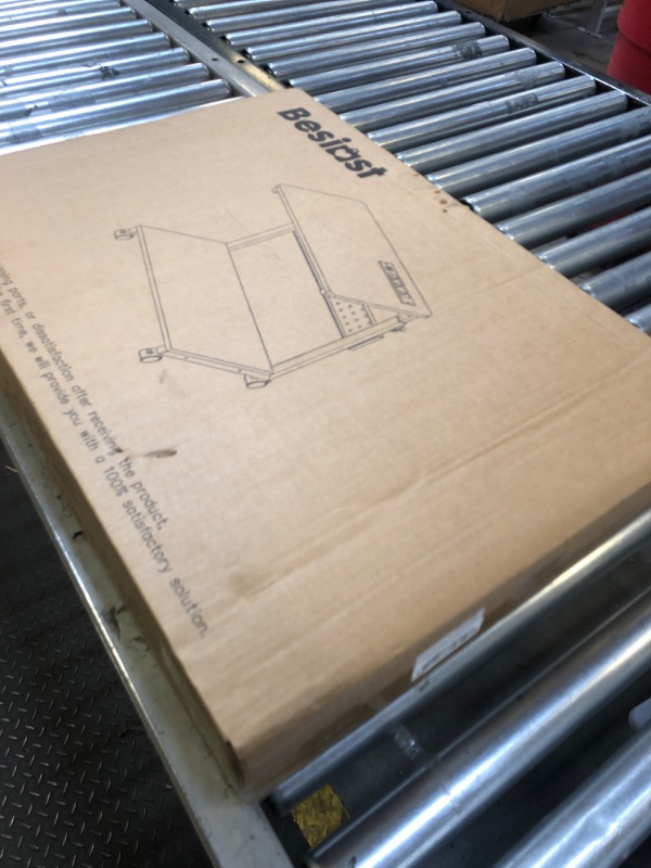 Photo 1 of Besiost Computer Tower Stand with Power Strips, Carbon Fiber White