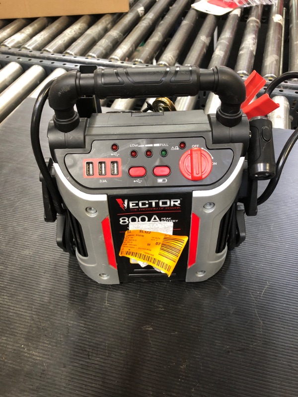 Photo 1 of 800 Peak Amp Automotive Jump Starter, Portable Power - Triple 15W USB Ports, 120 PSI Air Compressor
