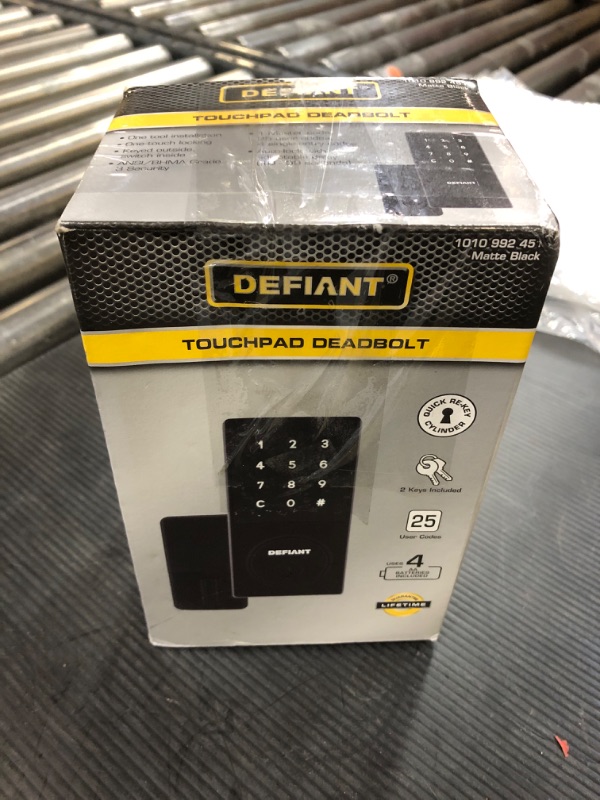 Photo 3 of (Sealed) DEFIANT Deadbolt Lock, Electronic & Touchpad - Matte Black
