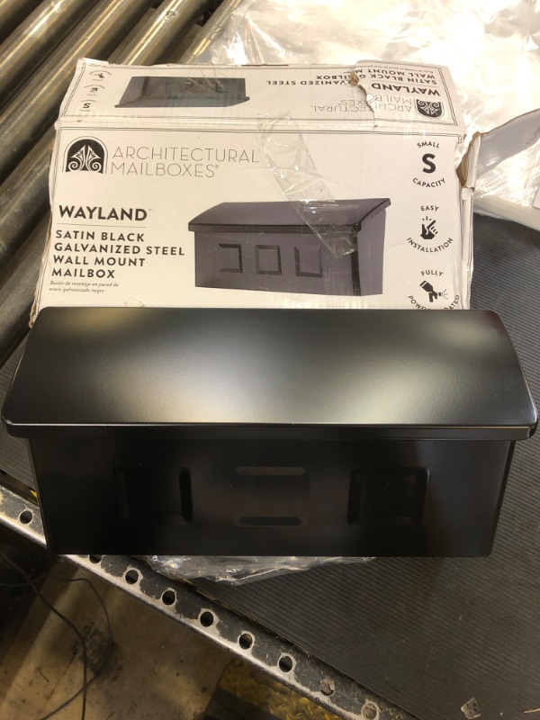 Photo 2 of Architectural Mailboxes Wayland Galvanized Steel Wall Mount Mailbox, 2689B-10, Black, Small Capacity