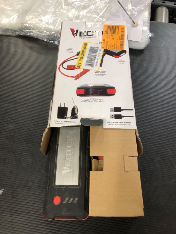 Photo 2 of VECTOR SS16LV 1600 Peak Amp Lithium Jump Starter Battery Booster, USB-A and USB-C (3.1 Amps), Power in & Out, LED Work Light, & Heavy Duty Powder Coated Clamps 1600 Amps