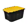 Photo 1 of 12 Gal. Tough Storage Flip Top Tote in Black with Yellow Lid