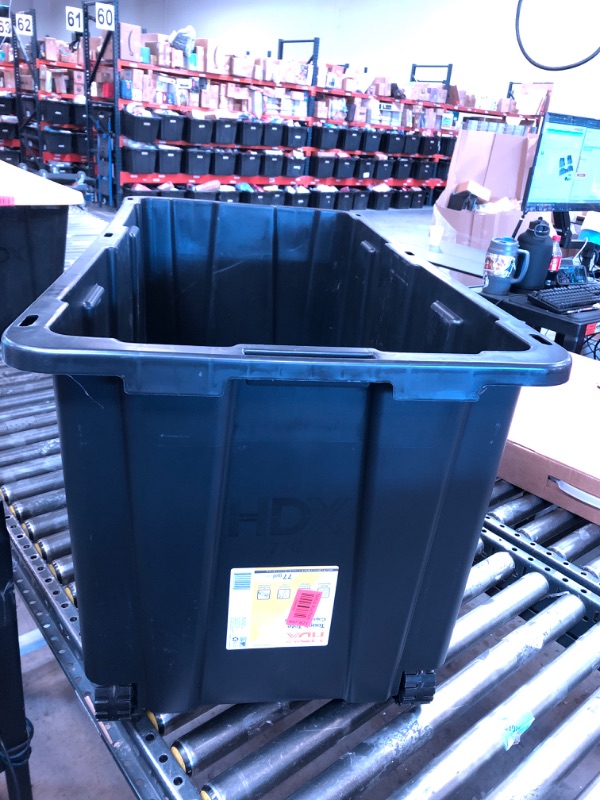 Photo 1 of  OPEN PACKAGE / USED AND SLIGHTLY DAMAGED  *** 77 Gal. Tough Storage Tote with Wheels