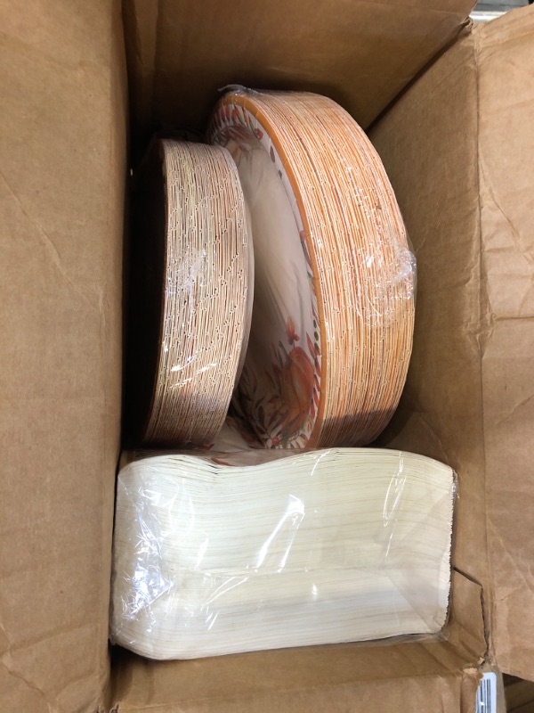 Photo 1 of Homlouue 200 PCS Thanksgiving Plates and Napkins, Fall Paper Plates and Napkins, Watercolor Pumpkin Wreath Plates, Disposable Fall Party Supplies for Thanksgiving Autumn Harvest Table Decor, 50 Guests