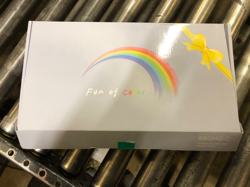 Photo 1 of Colorful Wireless Keyboard Mouse Combo, Gradient Rainbow Colors 100 Keys and 2.4GHz Optical Mouse Connection for Windows, Mac, Laptop, PC, Desktop (White Colorful)