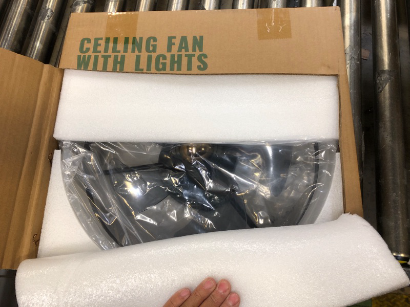 Photo 1 of LUDOMIDE Ceiling Fans with Lights and Remote, Low Profile Ceiling Fan with Stepless Dimming Lighting, 6 Wind Speeds, 15.7 Inch Flush Mount Ceiling Fan for Bedroom