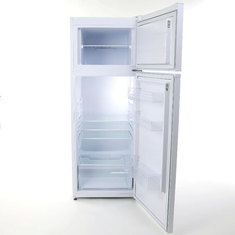 Photo 2 of *** DISTINCT ODOR EMANATING FROM INSIDE FRIDGE / VISIBLE DENTS ON PRODUCT*** West Bend Apartment Refrigerator Freestanding Slim Design Full Fridge with Top Freezer for Condo, House, Small Kitchen Use, 7.4-Cu.Ft, White
