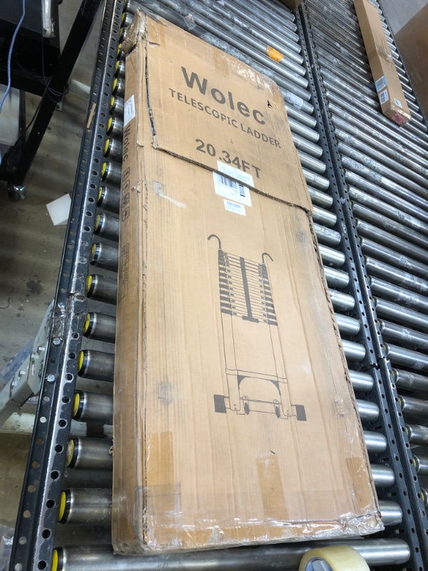 Photo 3 of Wolec Telescoping Ladder, 20.3FT Aluminum Portable Extension Ladder w/Hooks, Stabilizers& Wheels, Heavy Duty 330lbs Max Capacity, Collapsible Telescopic Ladder for Rv, Roof, Attic, Outdoor -Silver