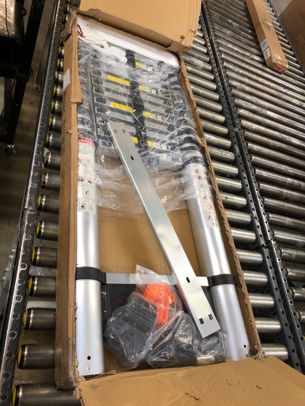 Photo 1 of Wolec Telescoping Ladder, 20.3FT Aluminum Portable Extension Ladder w/Hooks, Stabilizers& Wheels, Heavy Duty 330lbs Max Capacity, Collapsible Telescopic Ladder for Rv, Roof, Attic, Outdoor -Silver