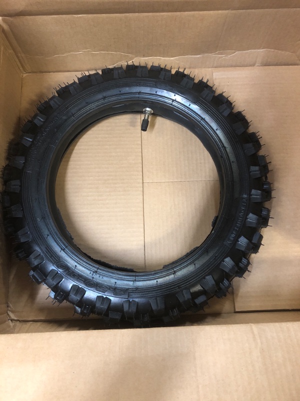 Photo 2 of 2.5-10" Off-Road Tire and Inner Tube Set, Dirt Bike Tire with 10-Inch Rim and 2.5/2.75-10 Dirt Bike Inner Tube Replacement,Compatible with Honda CRF50/XR50, Suzuki DRZ70/JR50, and Yamaha PW50-2PC