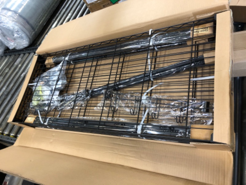 Photo 1 of VIPEK V12 Heavy Duty Rolling Garment Rack 3 Tiers Adjustable Wire Shelving Clothes Rack with Double Rods and Side Hooks, Freestanding Wardrobe Storage Rack Metal Clothing Rack, Black