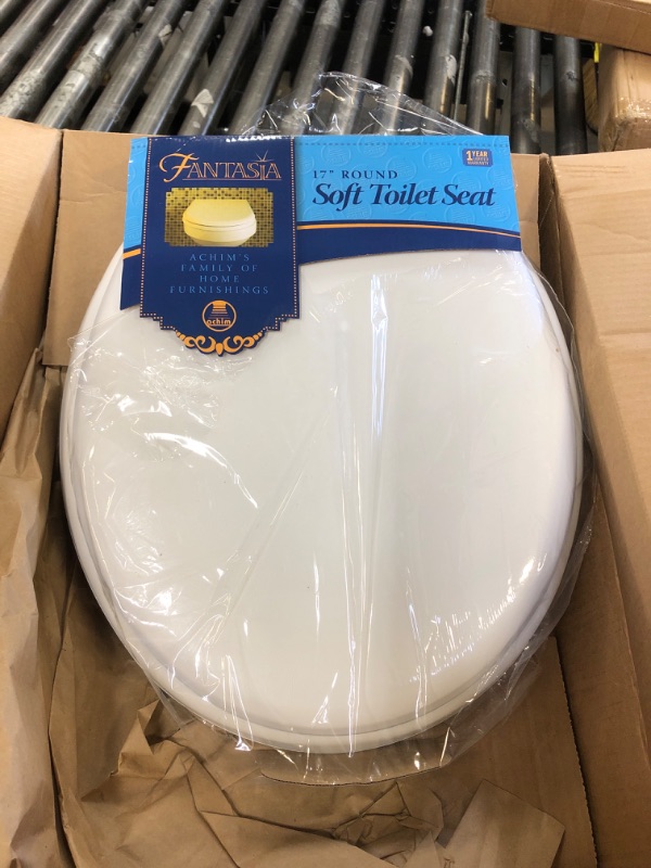 Photo 2 of Soft Standard Vinyl Toilet Seat, White - 17 Inch Soft Vinyl Cover with Comfort Foam Cushioning - Fits All Standard Size Fixtures - Easy to Install Fantasia by Achim Home Decor