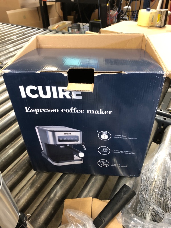 Photo 5 of ICUIRE 20 Bar Espresso Machine with Milk Frothing Pitcher, 1.5L Removable Water Tank, Semi-Automatic Coffee Machine with Steam Wand for Espresso, Latte, and Cappuccino, 1050W