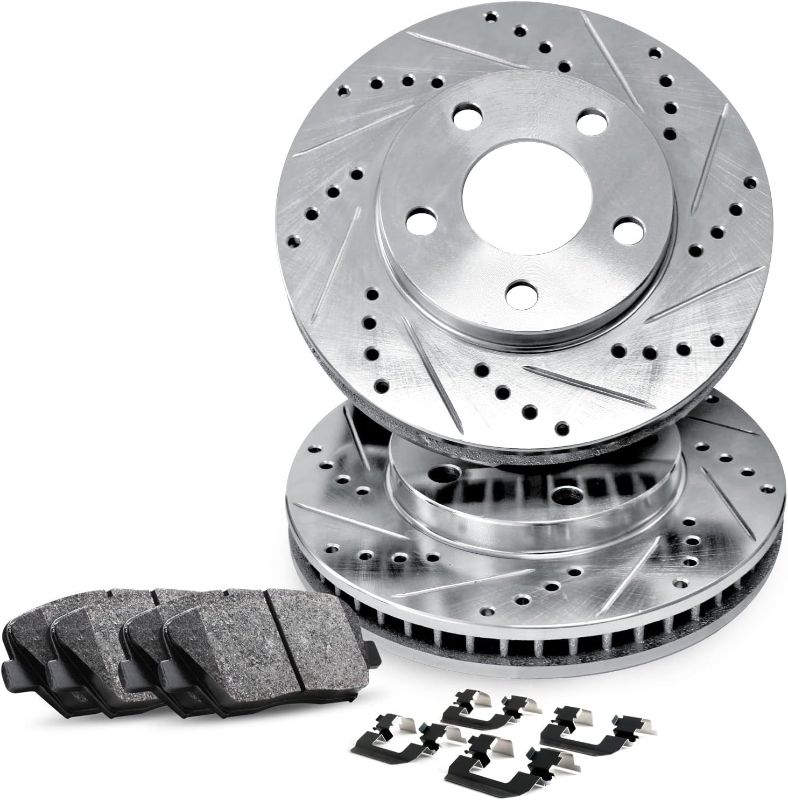 Photo 1 of R1 Concepts Front Brakes Pads and Rotors Kit| Front Brakes Rotors| Front Rotors And Brake Pads Kit| Ceramic Brakes and Rotors| Brake Kit|Hardware| Fit 2000-2005 Toyota Echo, MR2 Spyder
