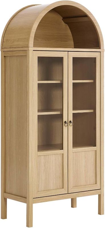 Photo 1 of Modway EEI-6638-OAK Tessa Tall Arched Storage Display Cabinet, Oak
