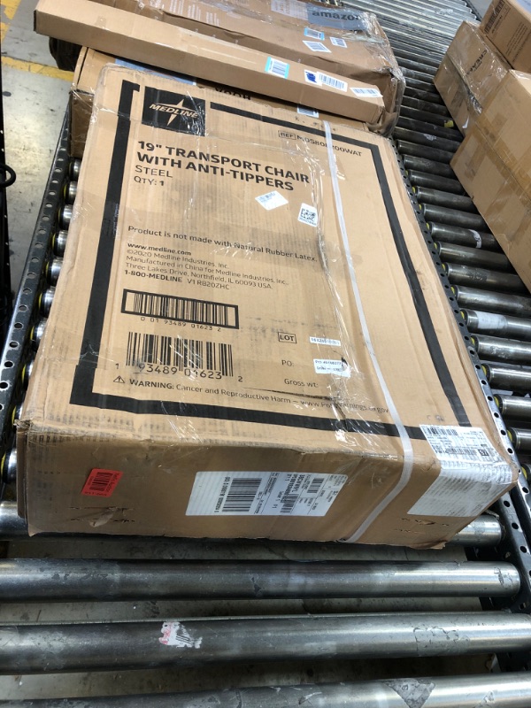 Photo 1 of Medline Steel Transport Wheelchair, Folding Chair with Desk-Length Arms and Anti-Tippers