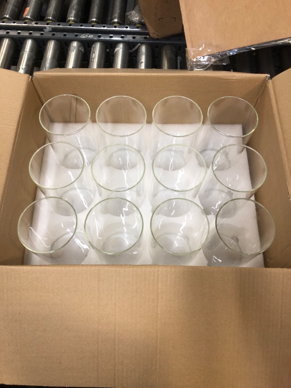 Photo 2 of 12 Pcs 4 x 8 Inches Clear Glass Cylinder Vases, Bulk Sell of Table Flower Vases for Home, Wedding Centerpieces,Party, Anniversary Ceremony.