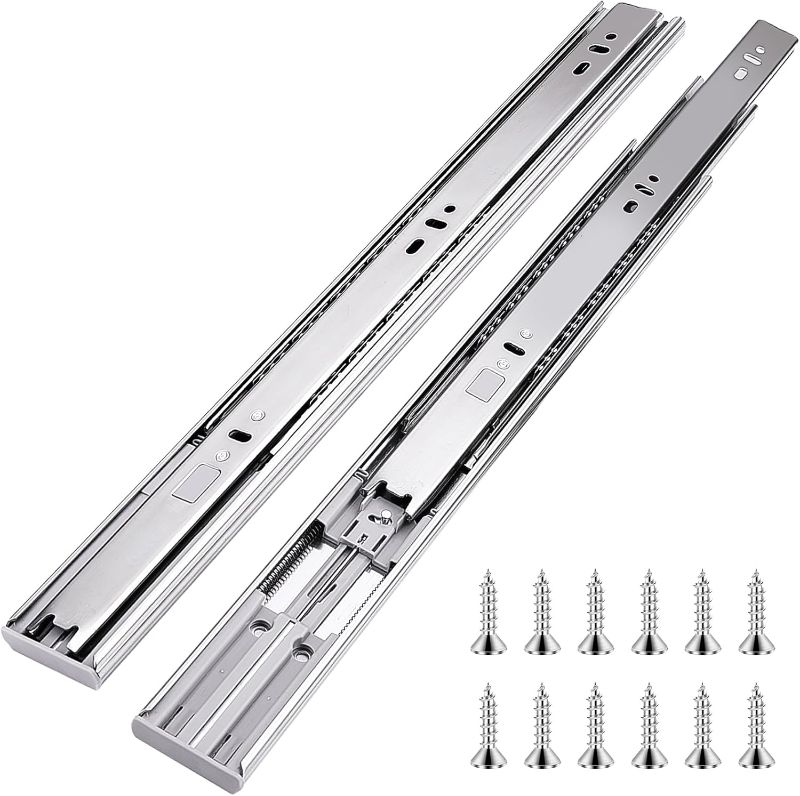 Photo 1 of 10 inch Drawer Slides 1 Pairs (2pcs) Soft Self Close Full Extension Ball Bearing Drawer Slides 3 fold Full Stretch Side Mount Drawer Slides 100 LB Capacity Drawer Slide 10" Silver
