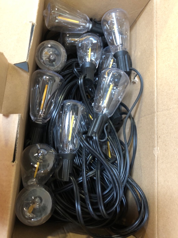 Photo 2 of Brightever LED Outdoor String Lights 100FT Patio Lights with 52 Shatterproof ST38 Vintage Edison Bulbs