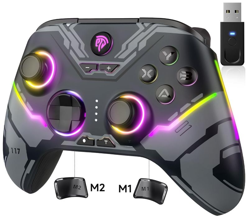 Photo 1 of EasySMX X15 PC Controller - Enhanced Wireless Bluetooth Controller with Hall Joysticks/Hall Triggers/RGB Lighting - No Stick Drift, No Dead Zone - Work for Windows PC, Android, Steam and Switch