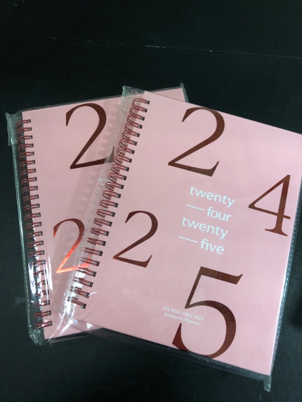 Photo 2 of 2 pack Riley's Planner 2024-2025 Academic Year, 18-Month School Calendar 2024-2025 Planner Book Hardcover, Monthly and Weekly Student Planner, Notes Pages, Twin-Wire Binding (8 x 6 inch, Pink)