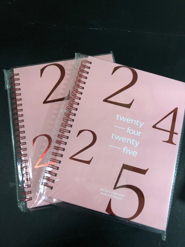 Photo 2 of 2 Pack Riley's Planner 2024-2025 Academic Year, 18-Month School Calendar 2024-2025 Planner Book Hardcover, Monthly and Weekly Student Planner, Notes Pages, Twin-Wire Binding (8 x 6 inch, Pink)