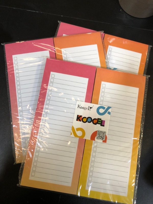 Photo 2 of 3 packs Koogel 4PCS Magnetic Notepads for Refrigerator, Grocery List Magnet Pad for Fridge Shopping List To-Do List Reminders 50 Sheets
