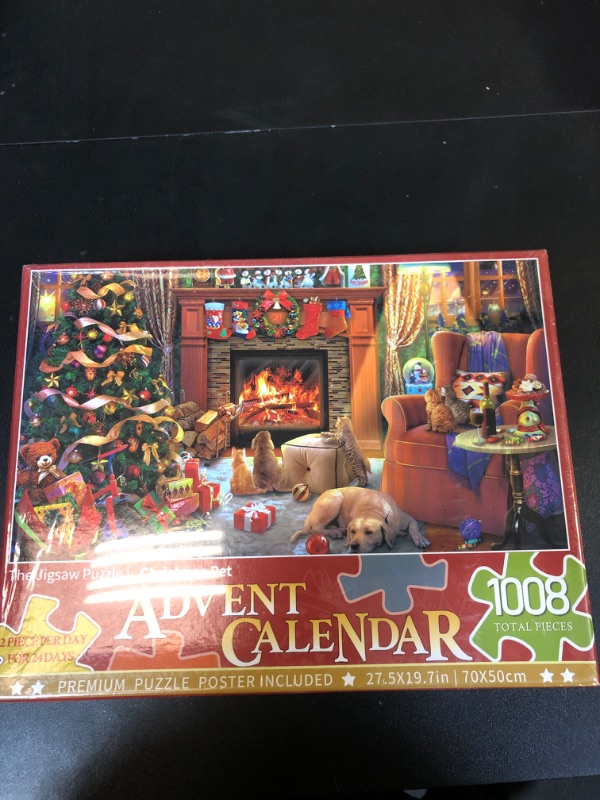 Photo 2 of Puzzle Advent Calendar 2024-1008Pcs 24 Days of Christmas Countdown Advent Calendar Xmas Fireplace Puzzle for Kids Adults Christmas Gift