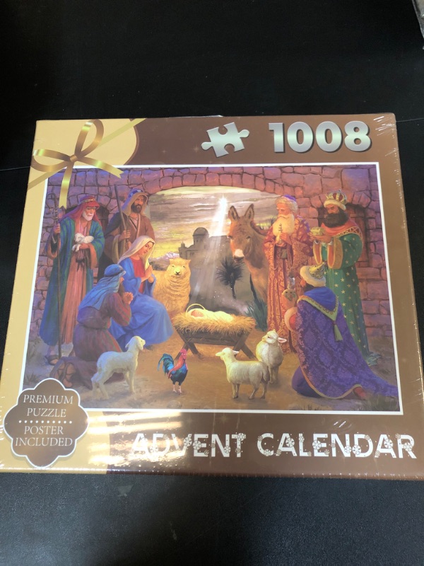 Photo 2 of Nativity Scene Puzzle Advent Calendar 2024-1008 Pieces 24 Boxes Jigsaw Puzzles Countdown to Christmas for Adult Kids Family Game Puzzle,Christmas Gift