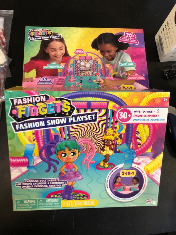 Photo 2 of 2 Pack Fashion Fidgets Fashion Show Playset, 2-in-1 Runway and Trading Board with Exclusive Doll