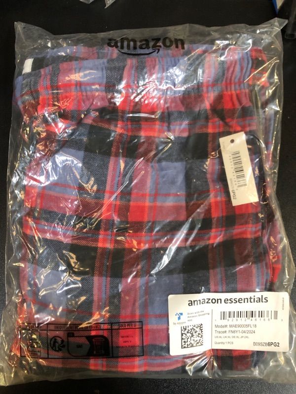 Photo 2 of Amazon Essentials Men's Flannel Pajama Pant - Discontinued Colors, Blue Mixed Tartan, X-Large