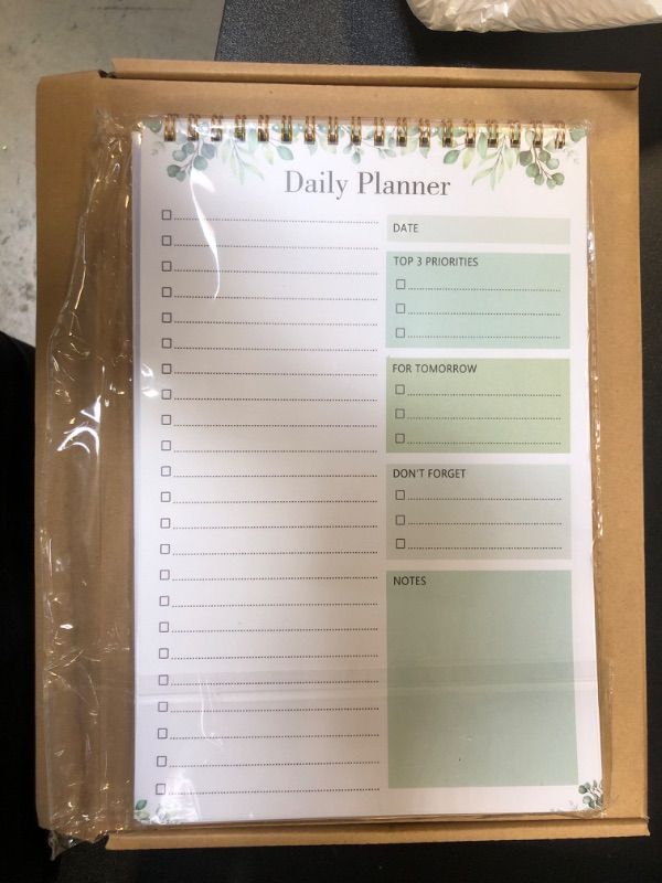 Photo 3 of IMPOFFI 2 Pack To Do List Notepad, 52 Undated Sheets Tear Off Daily Planner with Waterproof Front Cover, 6.5" x 9.8" Double Sided Spiral To Do List Notebook