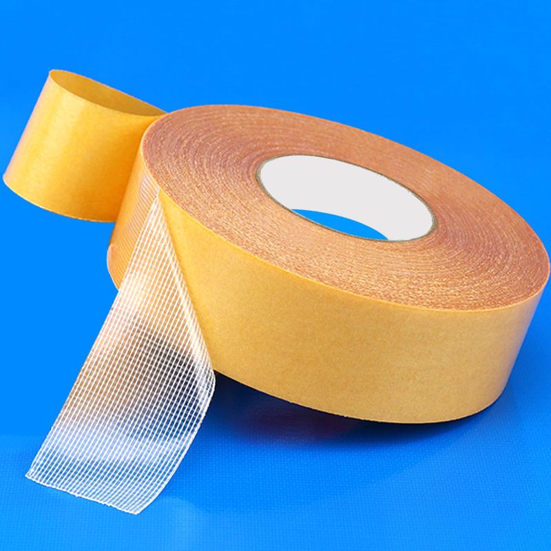 Photo 1 of 2 Double Sided Fabric Tape Heavy Duty Mounting Tape 0.79" x 66FT Resistente Clear Super Sticky Body Tape with Fiberglass Mesh High Tack Strong Adhesive for Fashion Clothes Carpet Arts