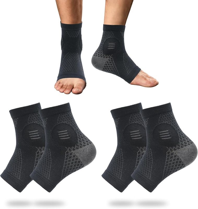 Photo 1 of 2Pairs Neuropathy Socks for Women Men Neuritisc Socks for Neuropathy Women Peripheral Neuropathy Socks Ankle Brace Plantar Fasciitis Swelling Black XXL