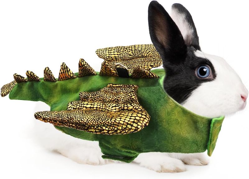 Photo 1 of NACOCO Halloween Small Puppy Costume - Pet Dinosaur Cosplay Rabbit Outfit Kitten Animal Bunny Puppy Small Dog Cat Cute Clothes for 4Ib Rabbit Clothes (Green, S)