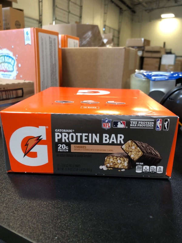 Photo 1 of Gatorade Whey Protein Recover Bars, S'mores, 12 Count(Pack of 1) EXP 12/21/2024