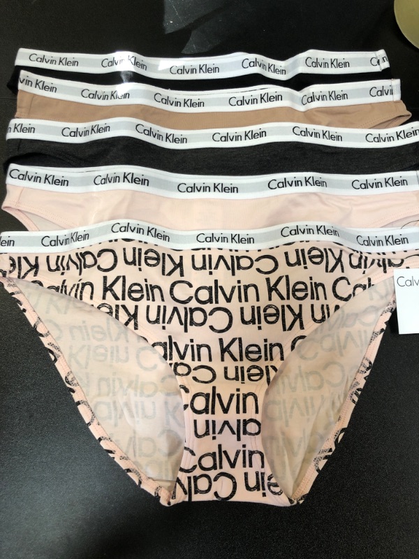 Photo 2 of Calvin Klein Carousel Logo Cotton Stretch Bikini Panties, 5 Pack