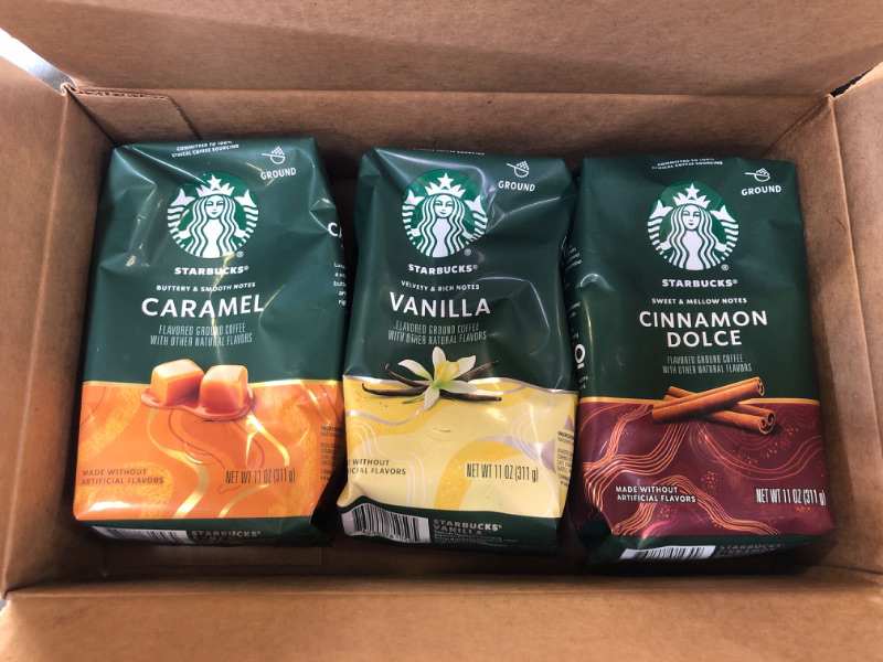 Photo 1 of Starbucks K-Cup Coffee Pods—Starbucks Blonde Cinnamon Dolce EXP02/22/2025 , Vanilla EXP 02/15/2 025,Caramel EXP 02/22/2025