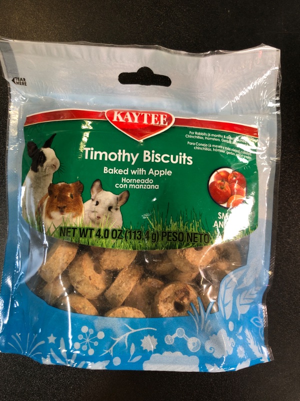 Photo 2 of Kaytee Timothy Biscuits Baked Treat for Pet Guinea Pigs, Rabbits & Other Small Animals, Apple, 4 oz Apple 4 Ounce (Pack of 1) 11/26/2024