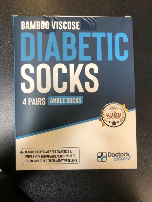 Photo 3 of Doctor's Select Bamboo Viscose Diabetic Socks for Men & Women - 4 Pairs | Black, White, Navy, Grey | Ankle Neuropathy Socks for Men | Non Binding Mens Diabetic Socks | Diabetic Socks for Men 9-12