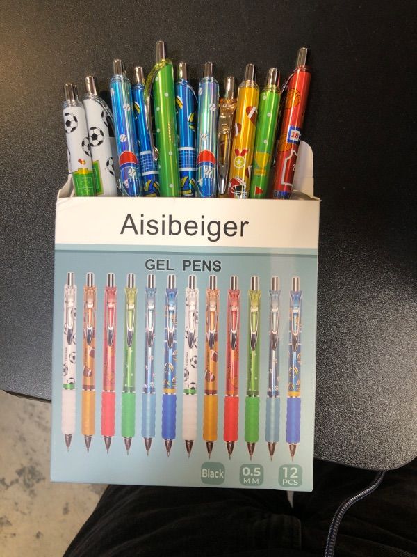 Photo 2 of Aisibeiger Gel Pens Fine Point 0.5mm Black Ink Gel Pen Retractable Cute Pens for Smooth Writing School Office Supplies (12-count)