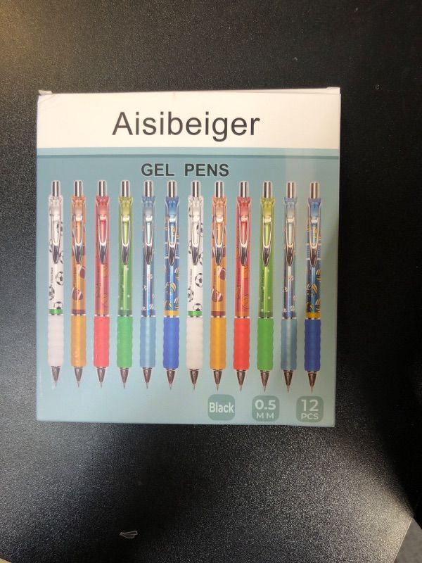 Photo 1 of Aisibeiger Gel Pens Fine Point 0.5mm Black Ink Gel Pen Retractable Cute Pens for Smooth Writing School Office Supplies (12-count)